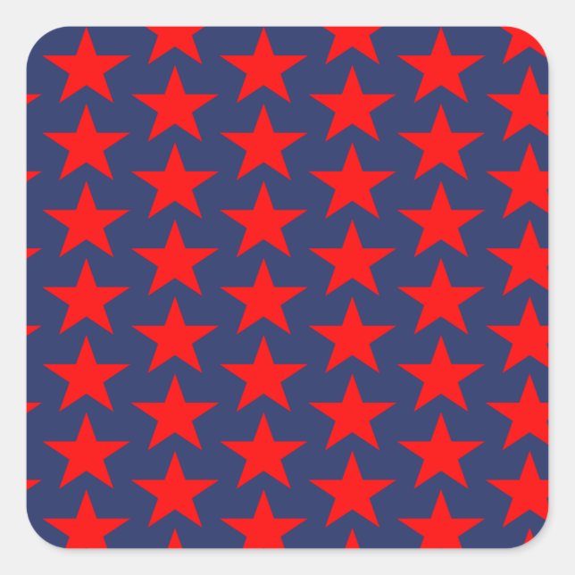 Pegatina Cuadrada Patrón de pequeñas estrellas rojas (Anverso)