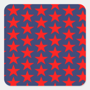 Pegatina Cuadrada Patrón de pequeñas estrellas rojas