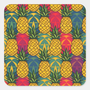 Pegatina Cuadrada Patrón de Piña