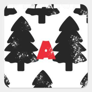 Pegatina Cuadrada Patrón de plantar un árbol