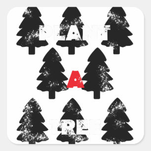Pegatina Cuadrada Patrón de plantar un árbol