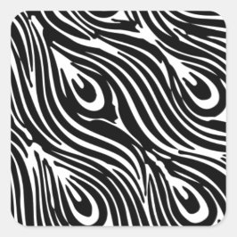 Pegatina Cuadrada Patrón de plumas blancas y negras