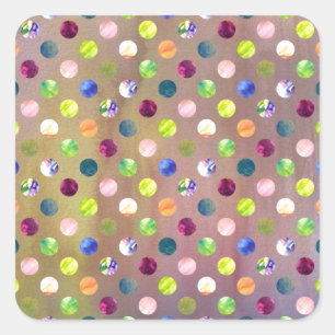 Pegatina Cuadrada Patrón de punto de polka de pintura de color de co