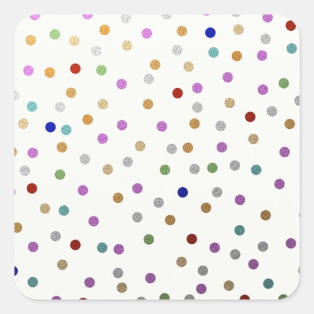 Pegatina Cuadrada Patrón de puntos coloridos de moda (Anverso)