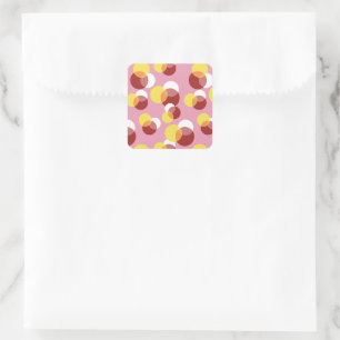 Pegatina Cuadrada Patrón de puntos geométricos de polka de Moda rosa