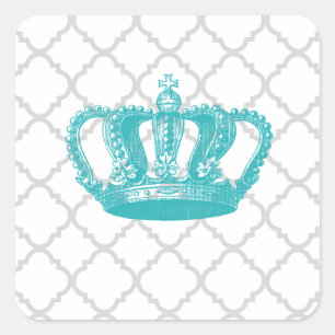PEGATINA CUADRADA PATRÓN DE QUATREFOIL GRIS GRIS DE VINTAJE DE AQUA 
