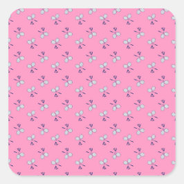 Pegatina Cuadrada Patrón de racquet de Badminton rosa