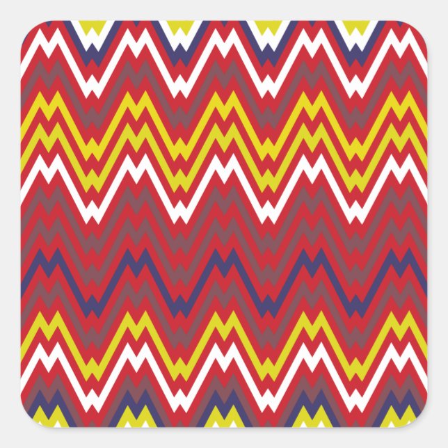 Pegatina Cuadrada Patrón de rayas de chevron zigzag africano (Anverso)