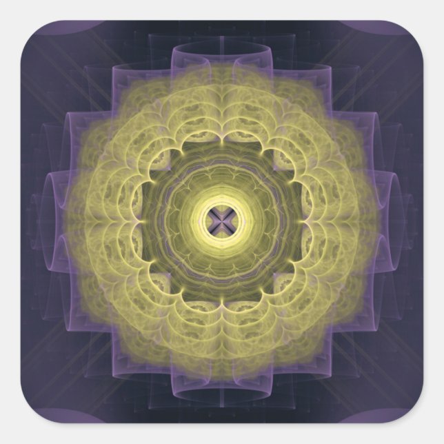 Pegatina Cuadrada Patrón de redondeo de Mandala (Anverso)
