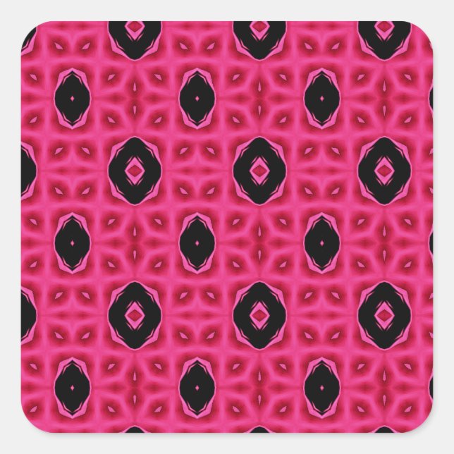 Pegatina Cuadrada Patrón De Resumen Giro Caliente Rosado Y Negro (Anverso)