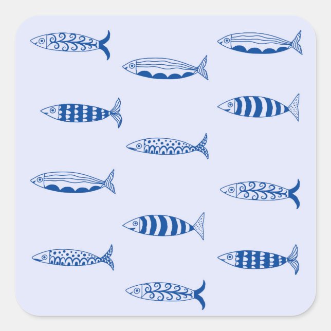 Pegatina Cuadrada Patrón de Sardinas (Anverso)