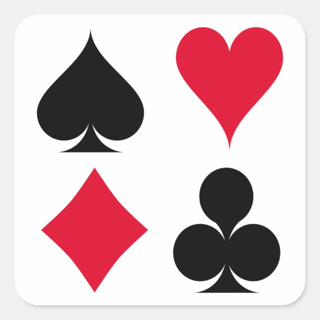 Pegatina Cuadrada Patrón de símbolos de cartas de reproducción (Anverso)