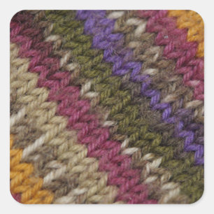Pegatina Cuadrada Patrón de suéter de punto anticuado