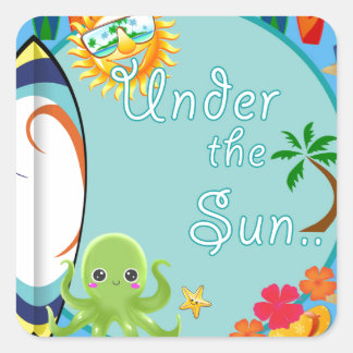 Pegatina Cuadrada Patrón de surf de Guay Beach