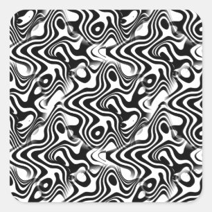 Pegatina Cuadrada Patrón de Swirls abstract en blanco y negro a la m