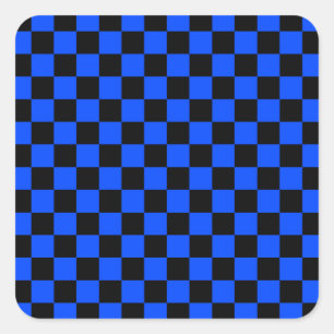 Pegatina Cuadrada Patrón de tablero de ajedrez azul y negro