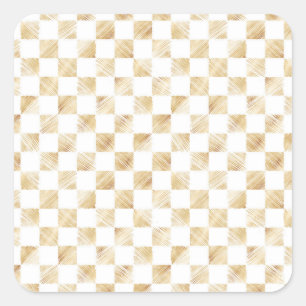 Pegatina Cuadrada Patrón de tablero de ajedrez blanco moderno