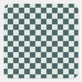 Pegatina Cuadrada patrón de tablero de musgo verde bosque
