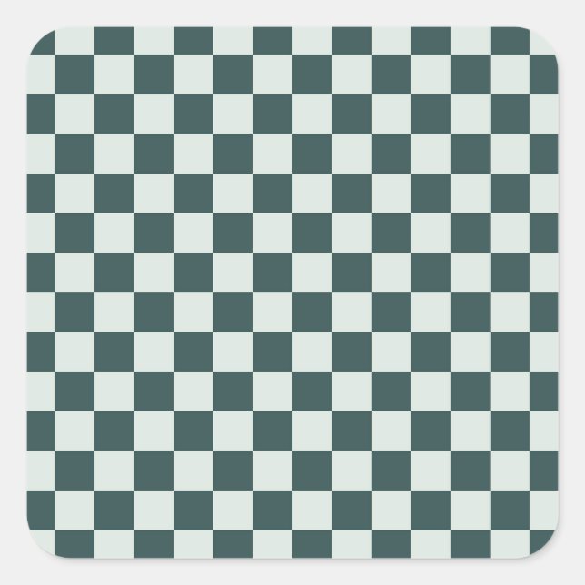 Pegatina Cuadrada patrón de tablero de musgo verde bosque (Anverso)