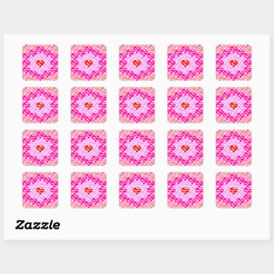 Pegatina Cuadrada Patrón de Tangram del Corazón 
