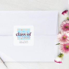 Pegatina Cuadrada Patrón de tapón de graduación de Borgoña azul mode