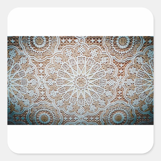 Pegatina Cuadrada patrón de techo de estuco (Anverso)