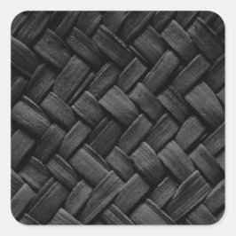 Pegatina Cuadrada patrón de tejido de cesta negra