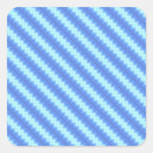 Pegatina Cuadrada Patrón de textura de banda de crochet de Knit azul