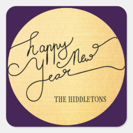 Pegatina Cuadrada Patrón de textura de oro moderno guión de Año Nuev