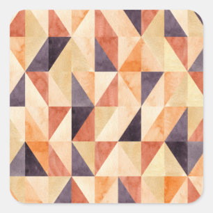 Pegatina Cuadrada Patrón de tierra de color de agua mosaico triangul