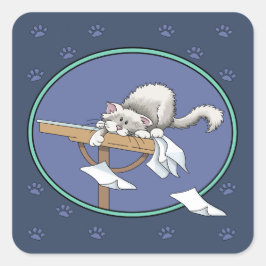 Pegatina Cuadrada Patrón de travesía de gatos
