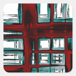 Pegatina Cuadrada Patrón de trenzado rojo elegante