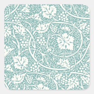 Pegatina Cuadrada Patrón de uva William Morris turquesa