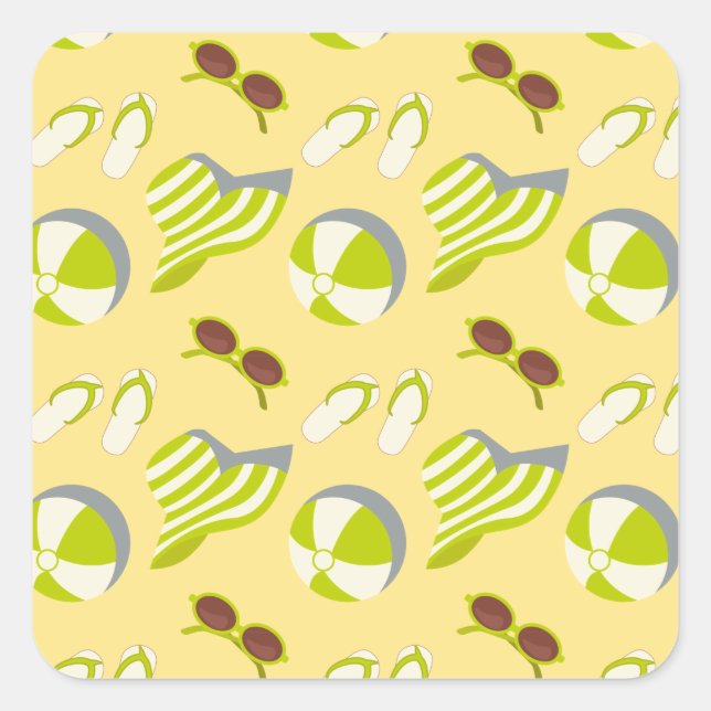 Pegatina Cuadrada Patrón de vacaciones en la playa con gafas de sol  (Anverso)