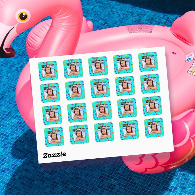 Pegatina Cuadrada Patrón de verano de los Pegatinas Aqua Blue Photo (Subido por el creador)
