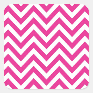 Pegatina Cuadrada Patrón de zigzag Chevron Rosado Caliente
