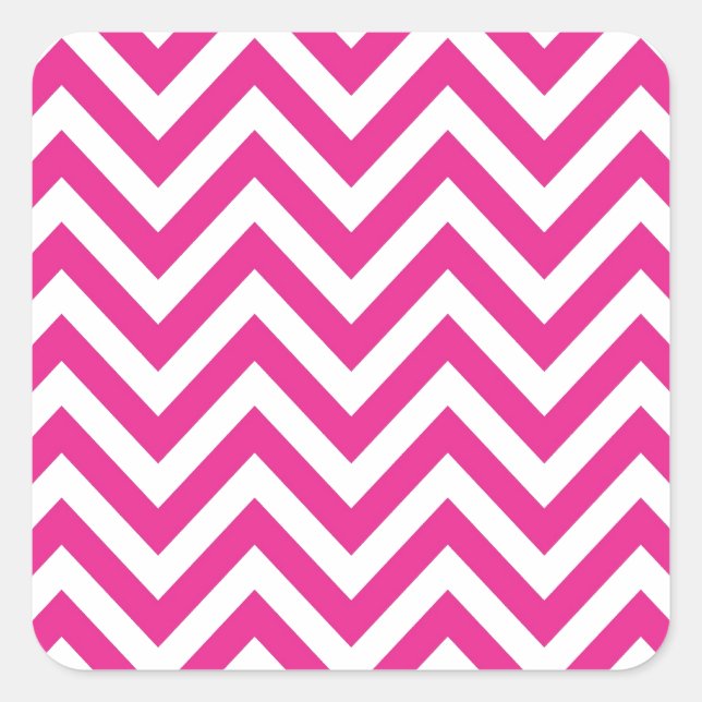 Pegatina Cuadrada Patrón de zigzag Chevron Rosado Caliente (Anverso)