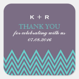 Pegatina Cuadrada Patrón de zigzag morado Pegatinas de la pareja