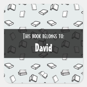 Pegatina Cuadrada Patrón elegante de libros pasteles personalizado