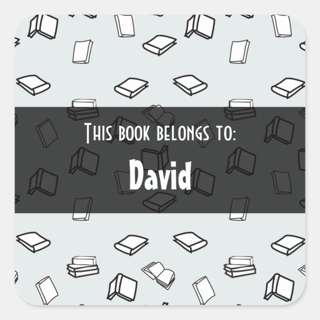 Pegatina Cuadrada Patrón elegante de libros pasteles personalizado (Anverso)