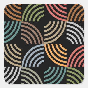 Pegatina Cuadrada Patrón Estilo Moderno- Vintage Geométrico de moda