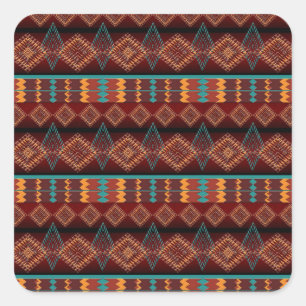 Pegatina Cuadrada patrón étnico transparente