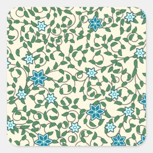 Pegatina Cuadrada Patrón floral continuo sobre fondo beige