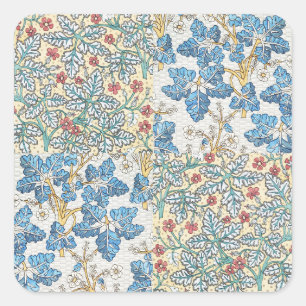 Pegatina Cuadrada Patrón Floral de Geranio Silvestre Art Nouveau Ant