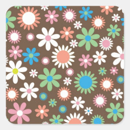 Pegatina Cuadrada Patrón floral de margarita