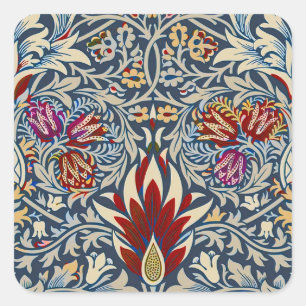 Pegatina Cuadrada Patrón Floral Índigo Vintage de William Morris