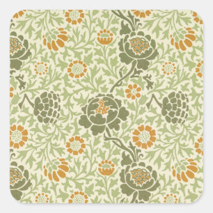 Pegatina Cuadrada Patrón Floral Verde William Morris Grafton