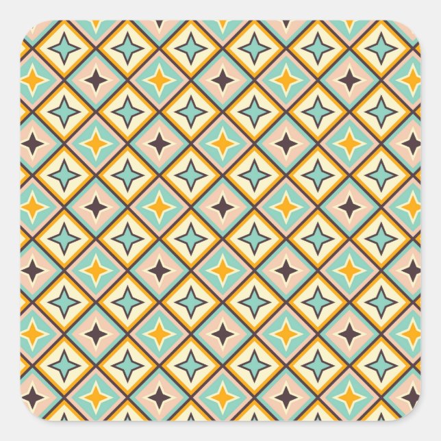 Pegatina Cuadrada Patrón geométrico abstracto con formas de diamante (Anverso)
