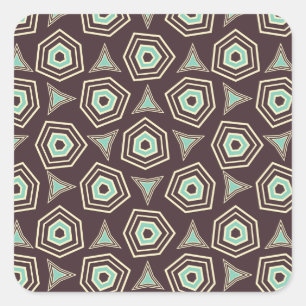 Pegatina Cuadrada Patrón geométrico abstracto con pentágonos superpu