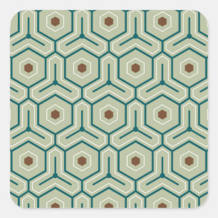 Pegatina Cuadrada Patrón geométrico con hexágonos entrelazados